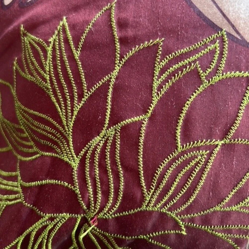 Decorative Maroon Floral Throw Pillow 16x16 Accent Cushion Large Flower Design
